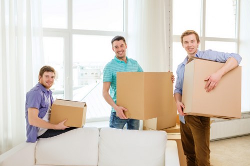 Packed business items organised for a commercial move